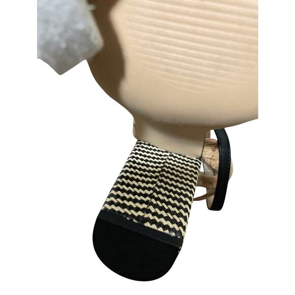 Liliana SZ 7 Cork Striped Block Monochromatic Open Toed Heels Preppy Minimalist - Picture 4 of 10